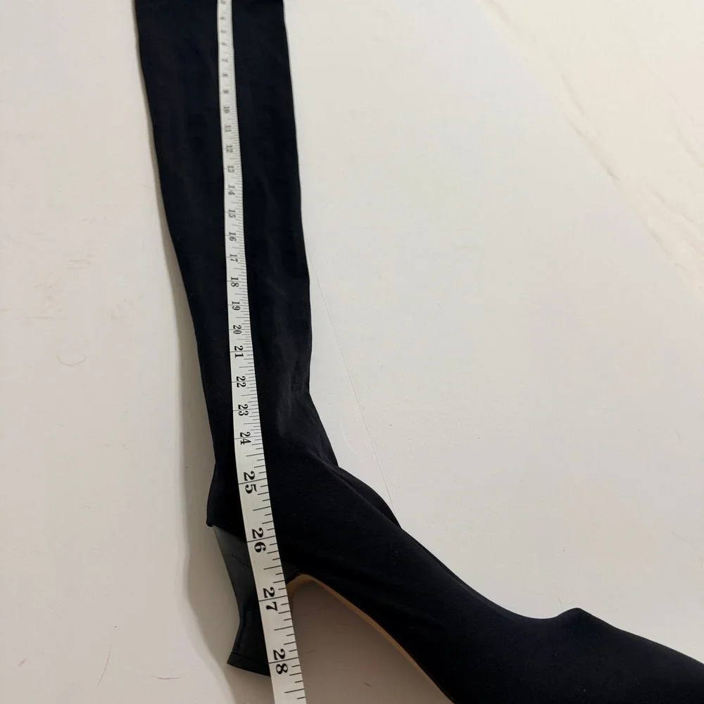 Anne‎ Klein Couture Vintage Black Lycra Thigh High Stocking Sock Boots Sz 8.5M